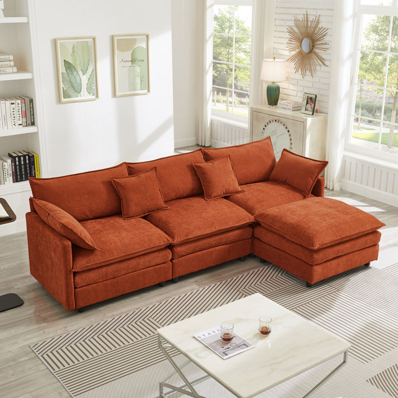 Canapés modulaires confortables en chenille, canapé modulaire en L pour la maison
