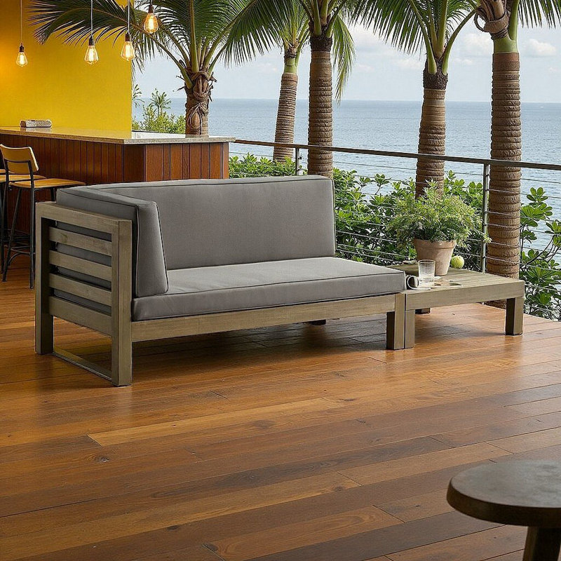 Ensemble de causeuse et de table basse en bois d'acacia moderne - Relax in Harmony, Gris