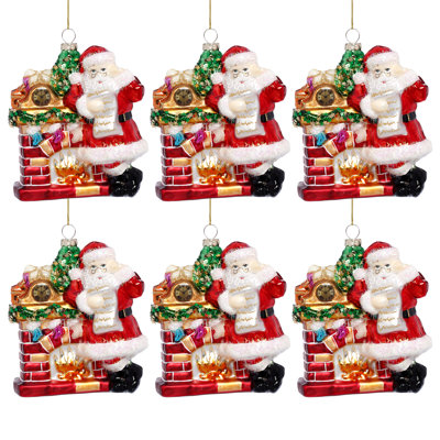 Santa By Fireplace Ornament, 5.5 Inches
