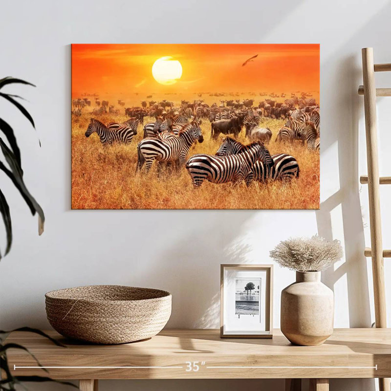 Brampt Zebras And Wildebeests, 16" H x 24" W
