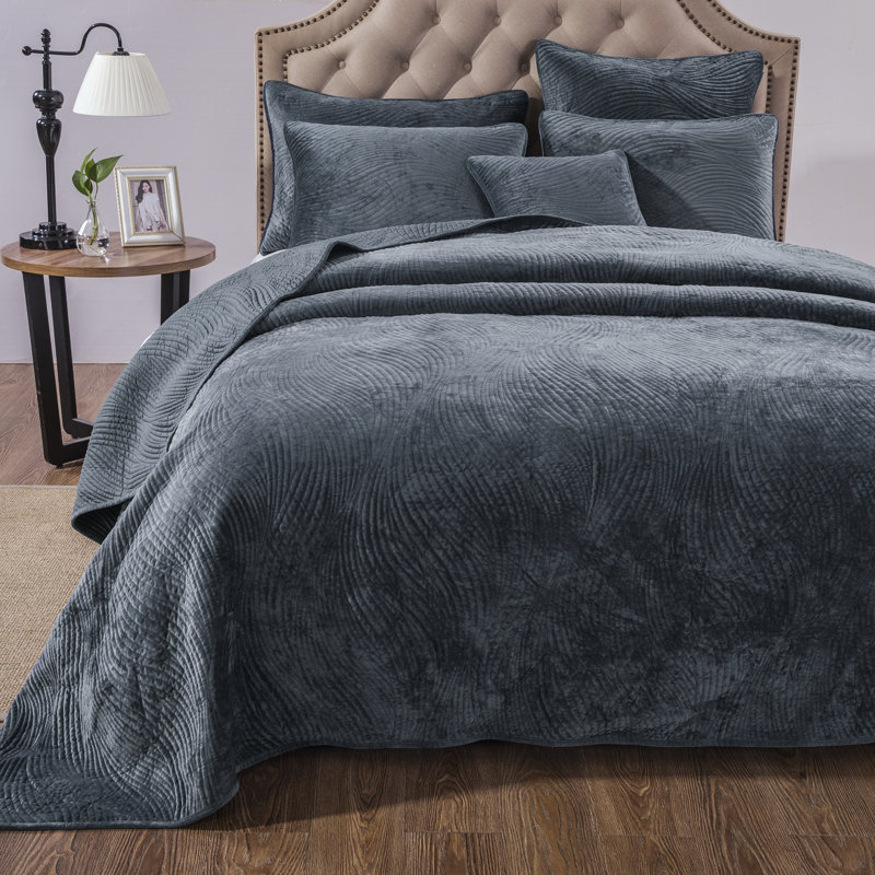 Polyester Sham Set, King, Navy Blue