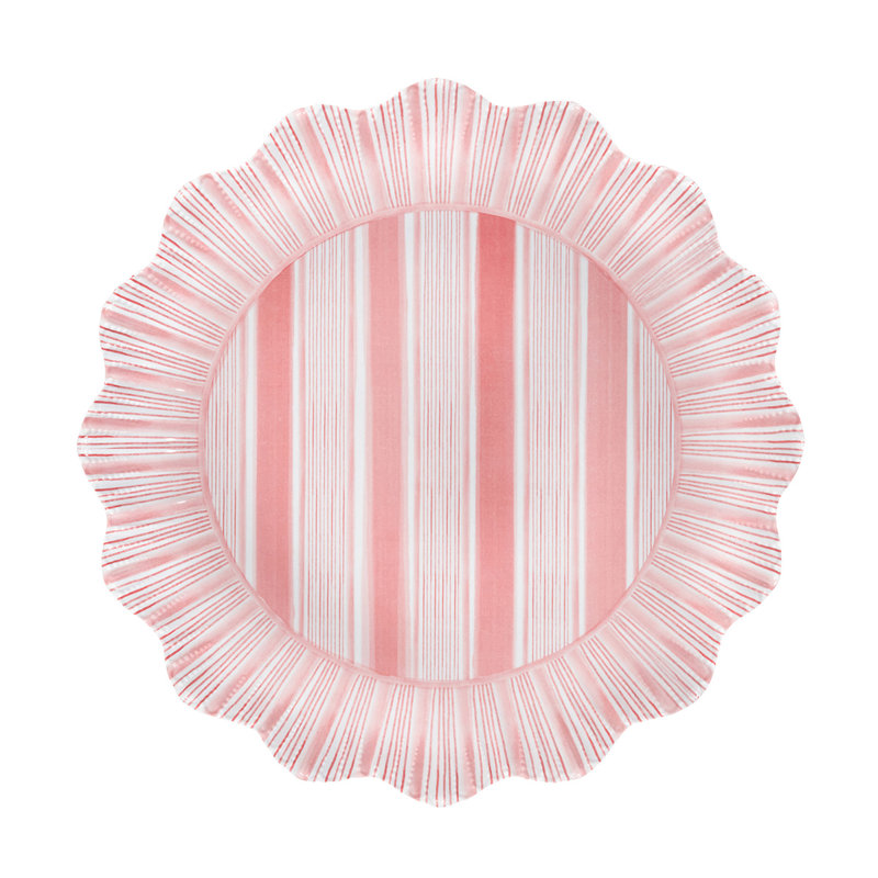 Cabana Stripe Melamine Dinner Plates, Seagrass/Ocean/Sunshine/Coral