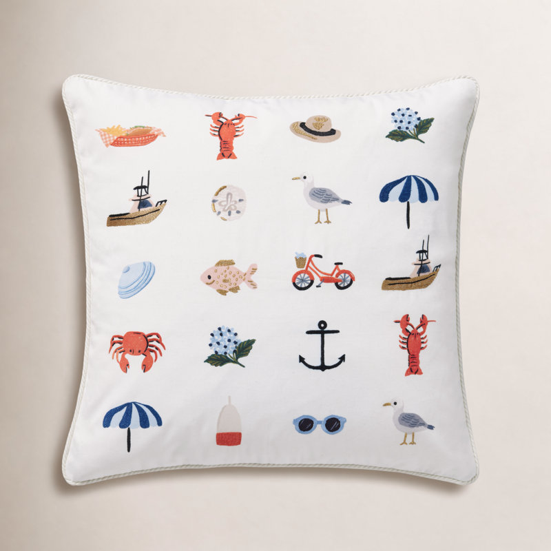 Rifle Paper Co. x Loloi Sea Pillow, Polyester/Polyfill