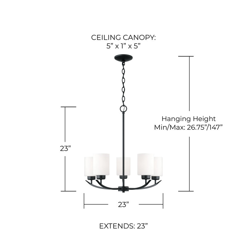 Lustre classique à 5 lumières avec abat-jour Bryker Woods
