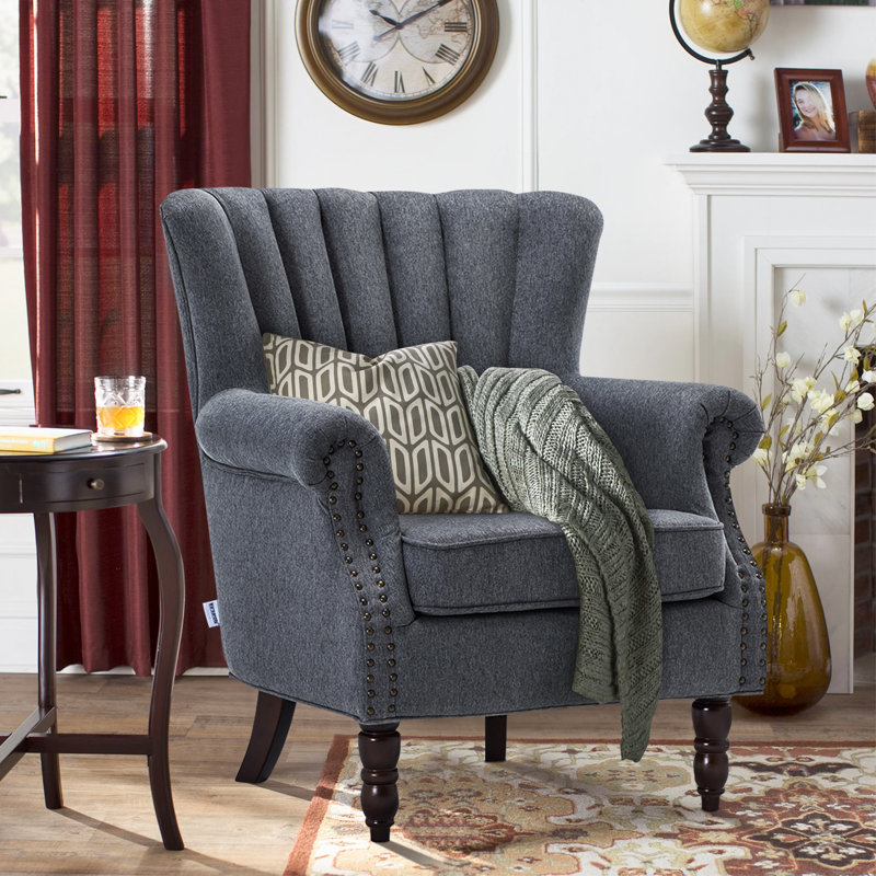 Edmay Upholstered Armchair, Grey