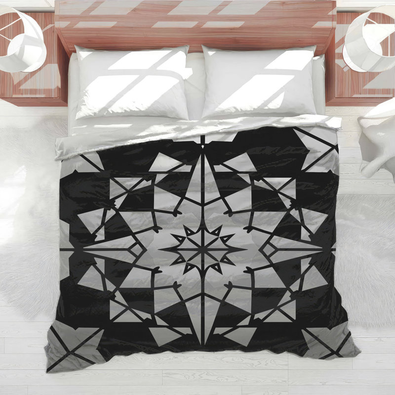 Black White Geometric Pattern Comforter, Queen