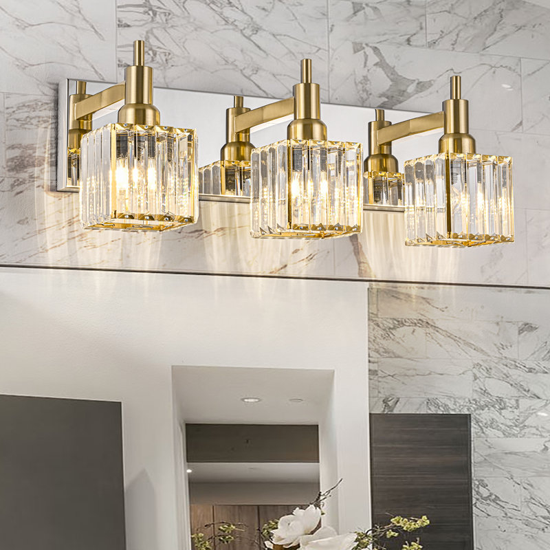Taevion Dimmable Vanity Light, 3 Lights, Chrome/Gold