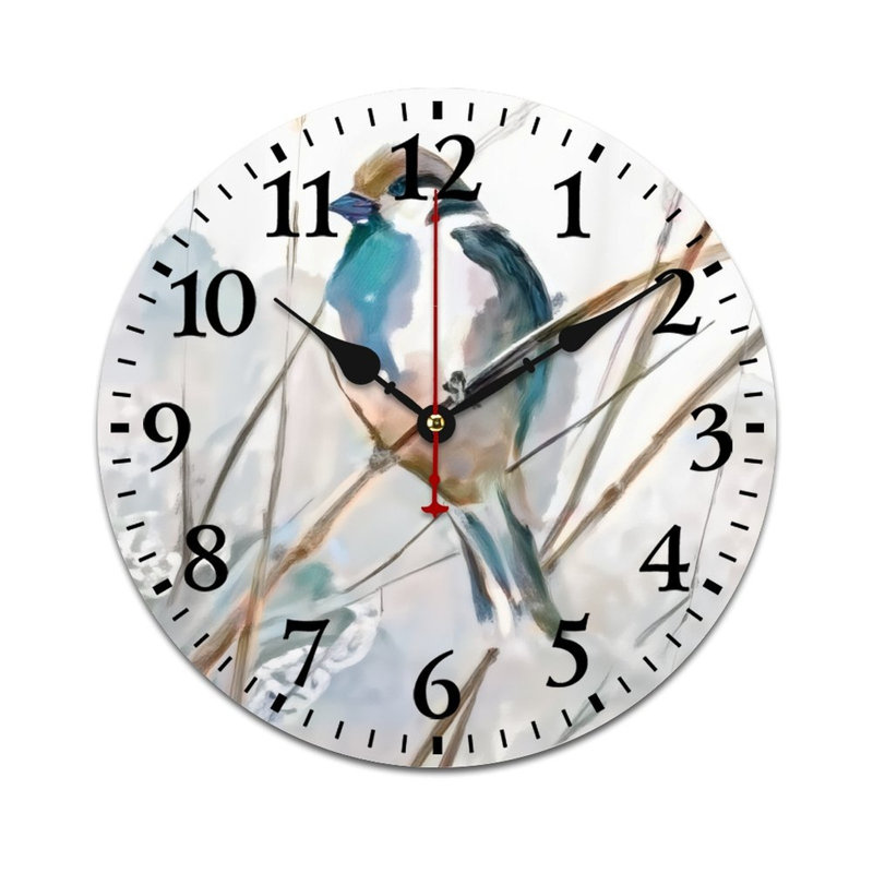Horloge murale 12 po x 12 po Watercolor Sparrow