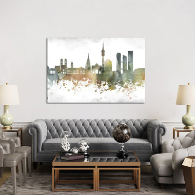Munich Skyline by WallDecorAddict - Wrapped Canvas Print