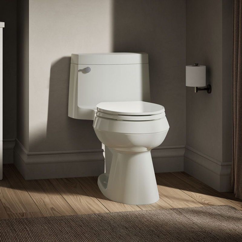 Cimarron® 1.28 GPF Water Efficient Elongated One-Piece toilet (Seat Included), Dune, Left-Hand
