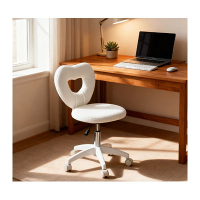 Chaise de bureau pivotante blanche à roulettes