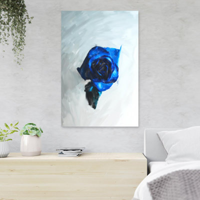 Blue Rose - 1 Piece Rectangle Graphic Art Print On Wrapped Canvas