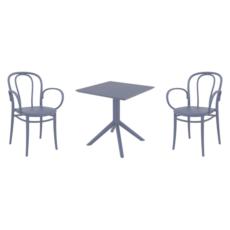 Ensemble bistro 60 po Farrah, Gris foncé
