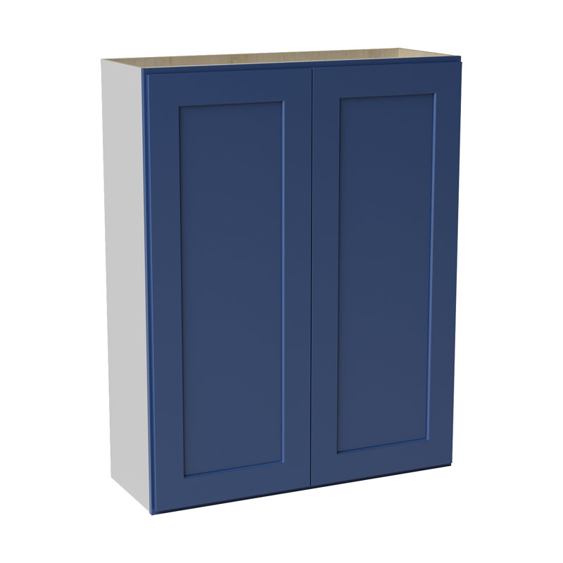 Armoire de cuisine en bois massif prête à assembler, H 42 po x l 33 po x P 12 po, Shaker bleu