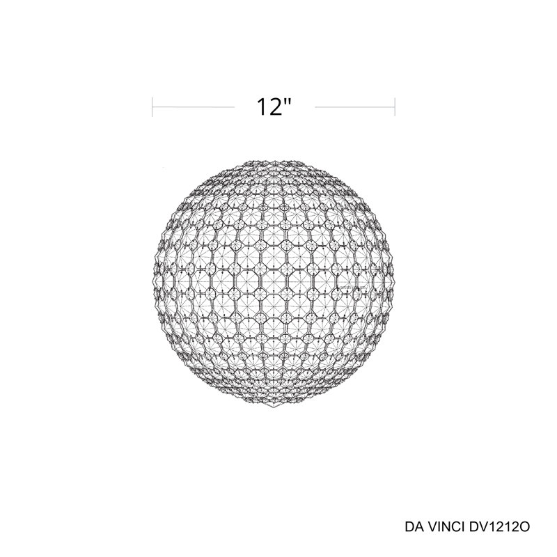 Da Vinci 12 Light 12in x 12in Pendant in Polished Stainless Steel with Clear Optic Crystals