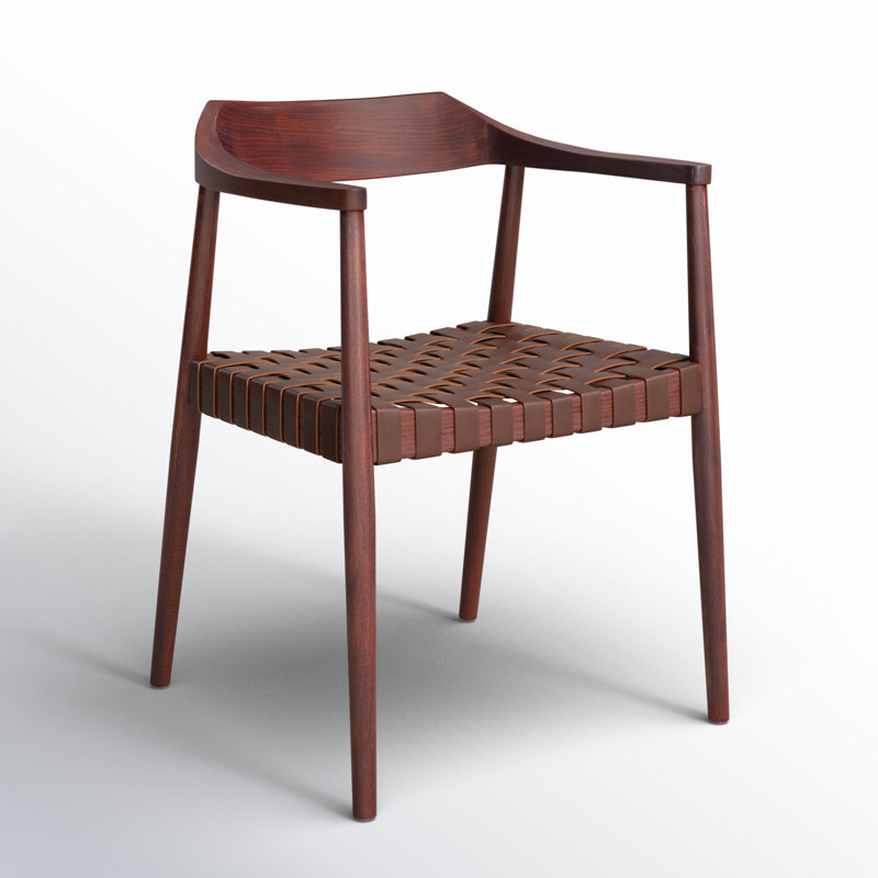 Noreen Accent Chair, Cognac Genuine Leather, Walnut