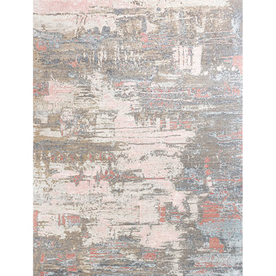 Tapis gris et pêche noué à la main de haute qualité