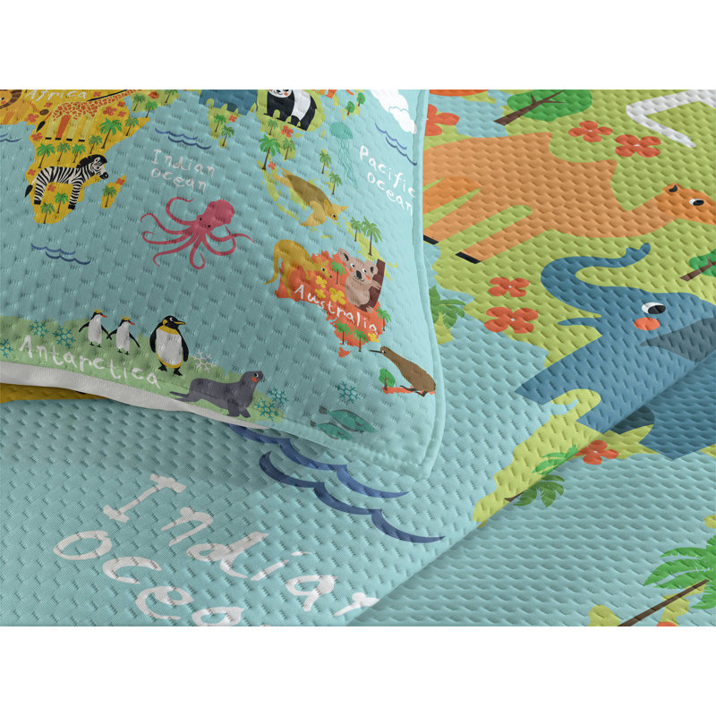 Wanderlust Eclectic Polyester Coverlet, King Bedspread + 2 Shams