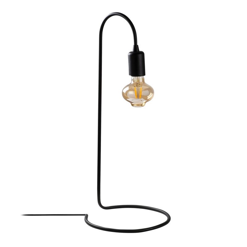 Lampe de table industrielle noire, corps en métal, 9,8 po x 10,6 po | Hauteur: 9,4 pouces | Douille E27, 40 W maximum | Câble de 59,1 pouces | Certifié IP20 | Conception élégante de couleur unie, parfaite pour la décoration moderne de la maison ou d