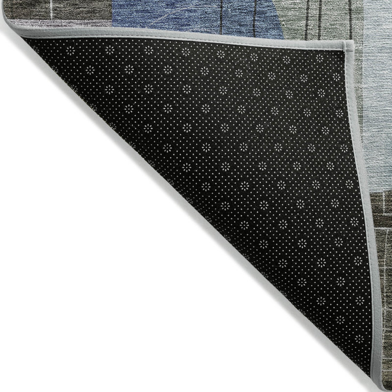 Tapis extérieur lavable abstrait gris et gris anthracite 3 pi x 5 pi