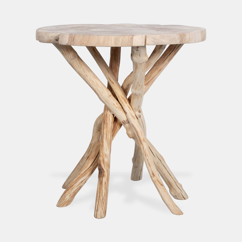 Lambard Solid Wood Tree Stump End Table, Natural