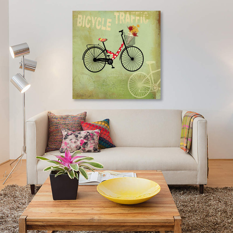« vélo traffic », reproduction d’impression sur toile, H 18 po x l 18 po x P 1,5 po, Toile tendue, Pas de tapis
