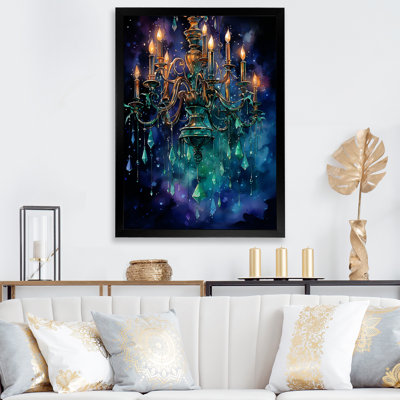 «Iselda Chandelier Majestic Glow Pointillism», reproduction d'art sur toile