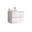 Meuble-lavabo moderne de 24 po blanc brillant - Lavabo en céramique, 3 trous pour robinetterie, grand espace de rangement, tiroirs silencieux, fixation murale avec rangement abondant et fermeture sécurisée.-433716075-433716068