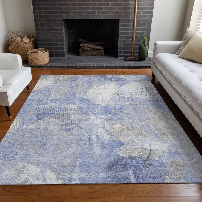 Machine Washable Indoor/Outdoor Xhevrie Denim Rug, Rectangle 5' x 7'6"