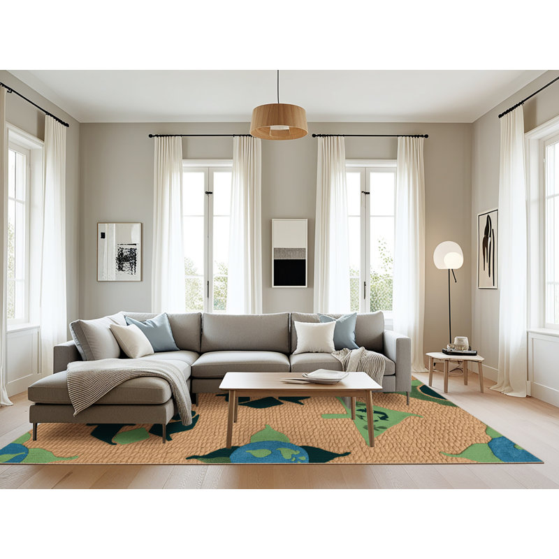 Machine Washable Transportation Brown Area Rug