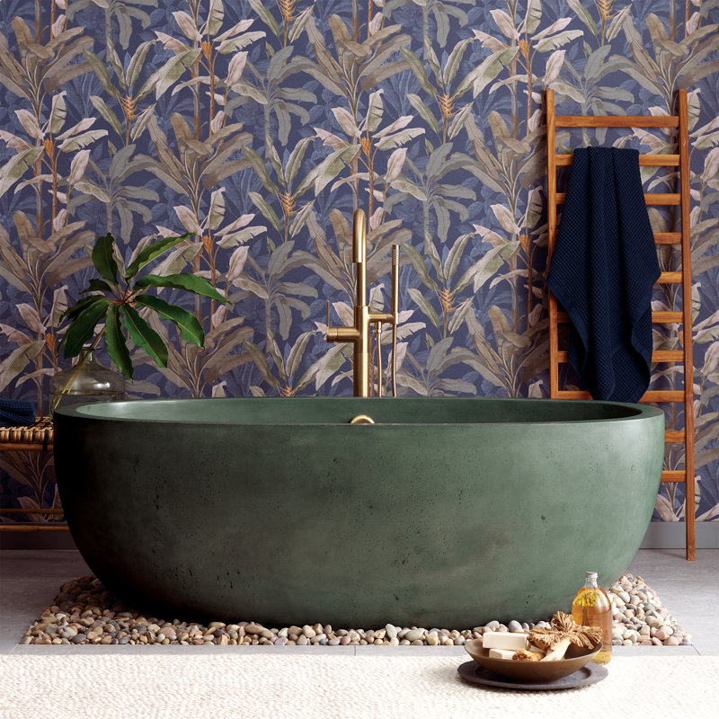Avalon NativeStone Freestanding Soaking Cement Bathtub, Forest, 22" H x 36" W x 66" L