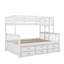 Lit superposé simple au-dessus d'un lit double avec lit gigogne et tiroirs Nilsa Kids-1970354183