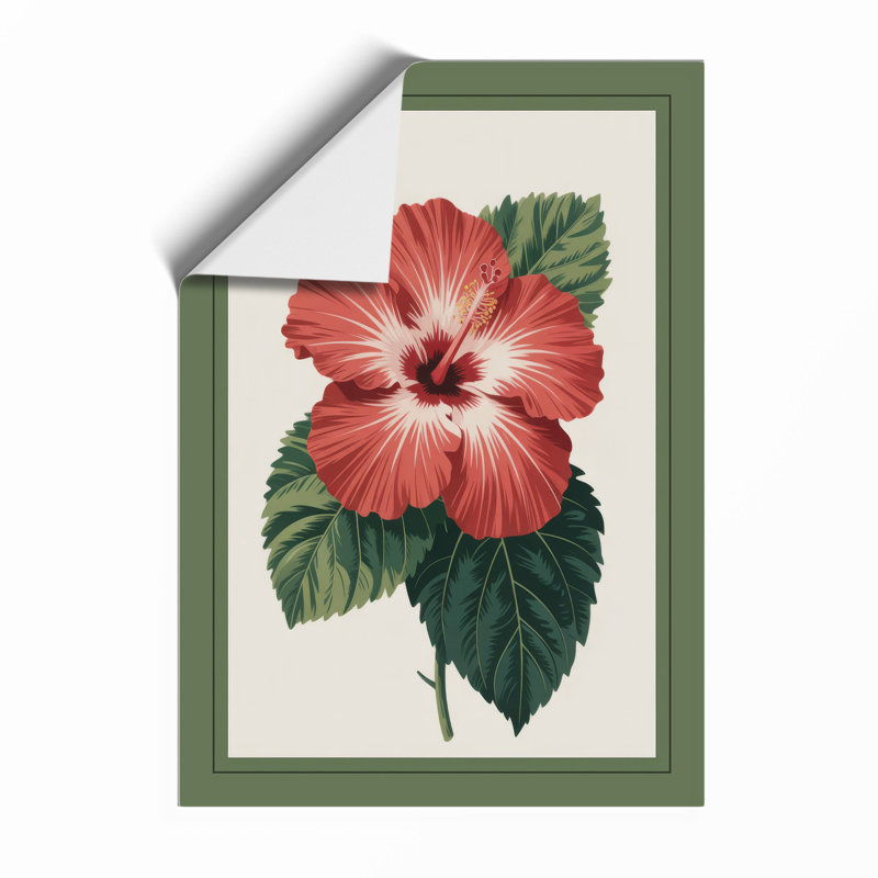 Hibiscus Study Botanical - Framed Print, Unframed, A4 - 29.7 x 21.0 cm