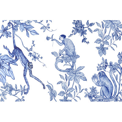 Blue Monkey Land Toile I by Melissa Wang - Wrapped Canvas Print
