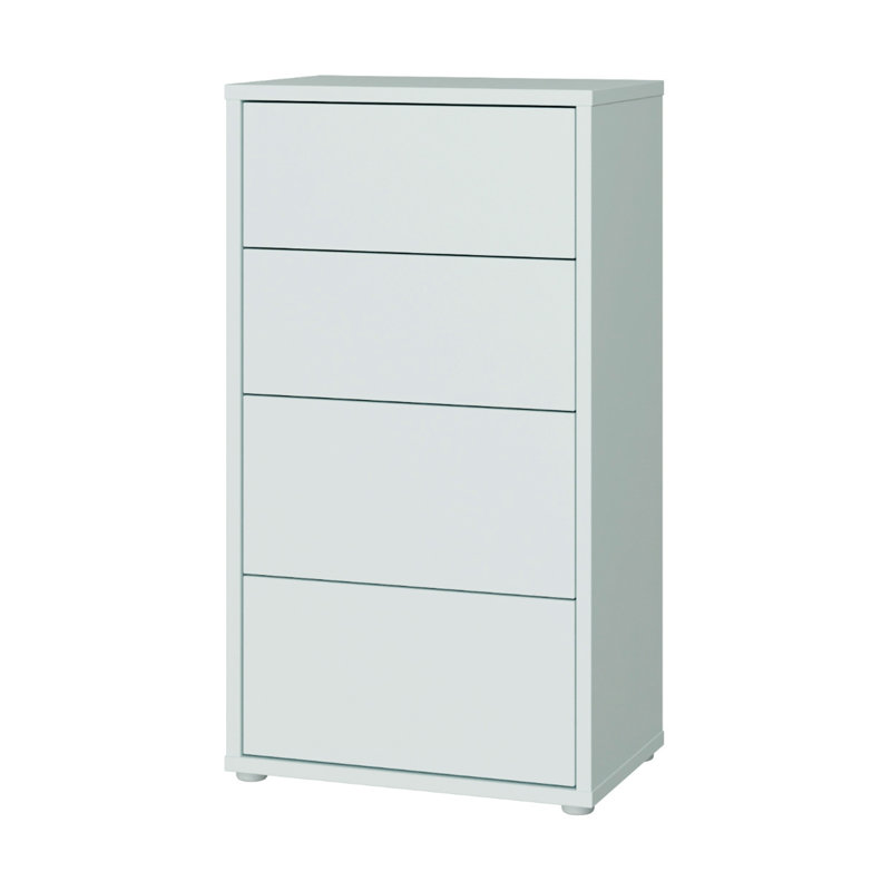 Chadwic Modern minimalistic chest of drawers with 4 drawers, engineered wood, 99.1cm H x 54.8cm W x 34.9cm D, Grey