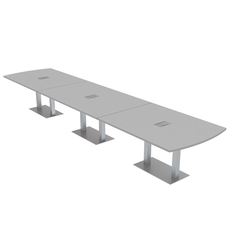 Table de conférence Pavert Arc Unité électrique, Argent, Gris brouillard, H 30 po x l 72 po x P 36 po
