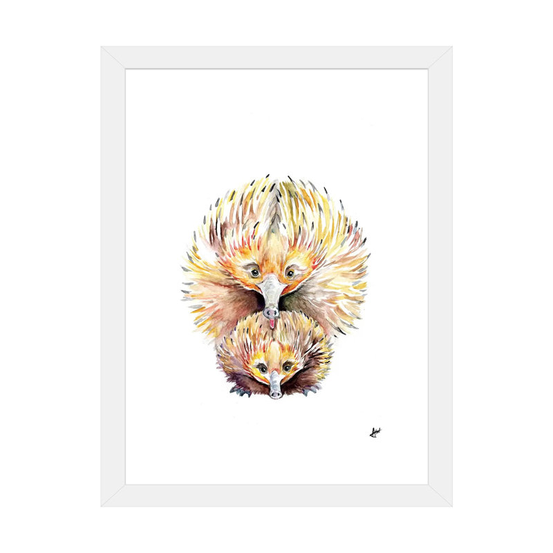 Décoration murale énigmatique Echidnas pour enfants, H 24 po x l 16 po x P 1 po, Papier encadré blanc