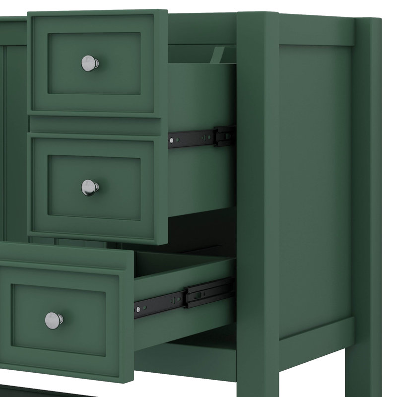 Meuble-lavabo 36 po sans lavabo et avec trois tiroirs, Vert