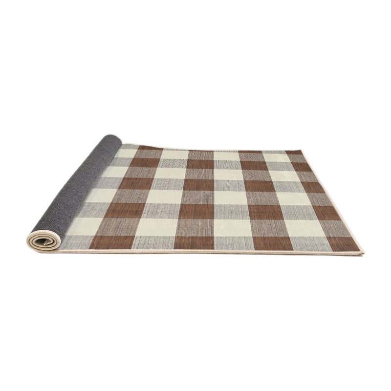 Tapis contemporain brun / gris, Rond 6 pi x 6 pi