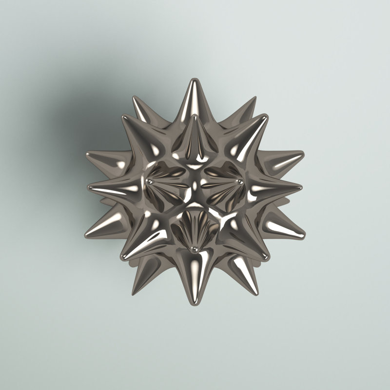 Urchin-Bright Silver, 7" H x 7" W x 7" D