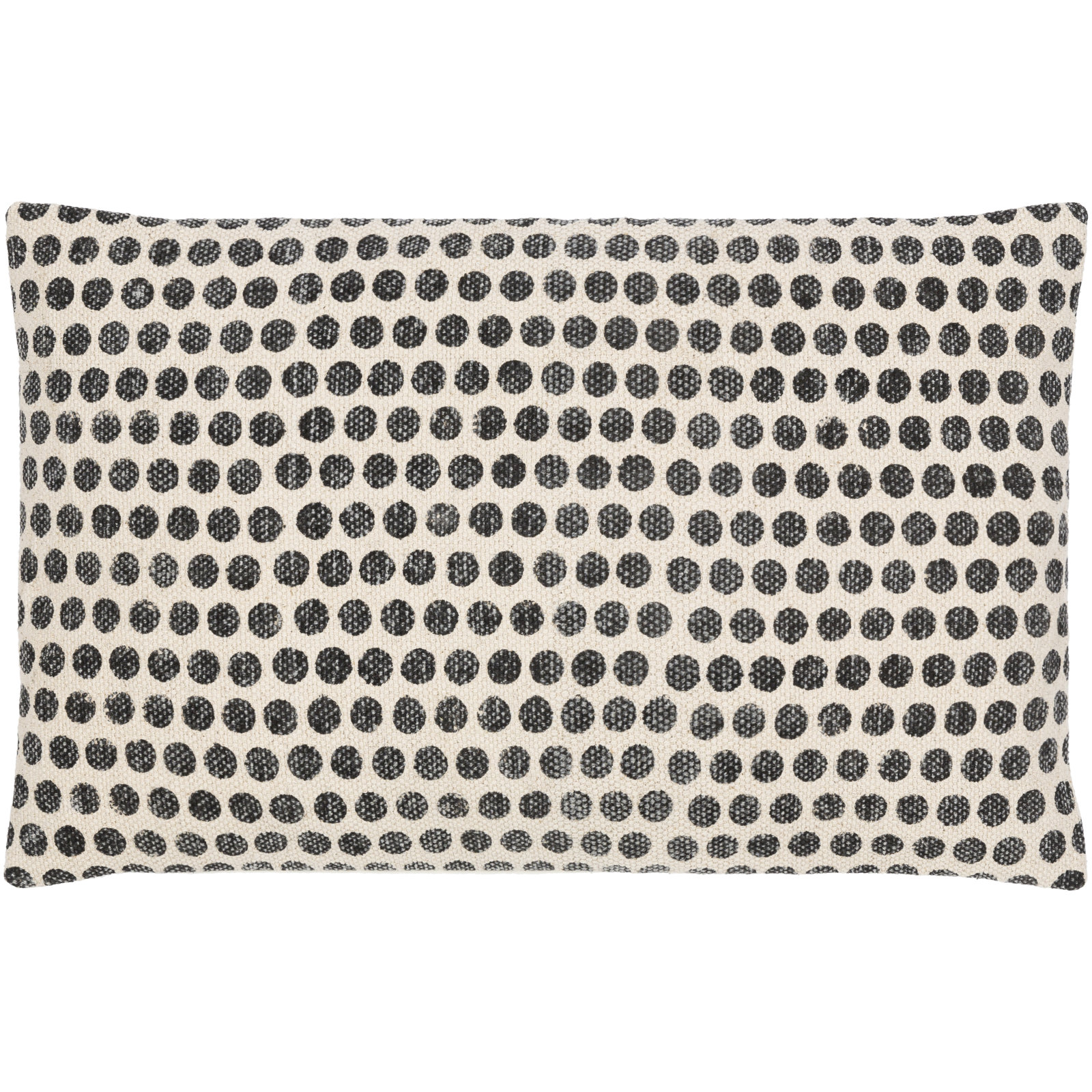 Zetta Polka Dots Cotton Throw Pillow, Light Beige/Black, Down