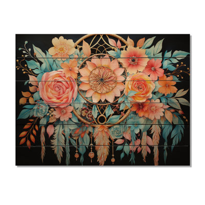 «Coral Dream Catcher Dreams In», reproduction sur bois