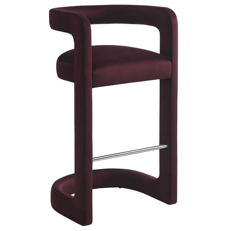 Winslow Performance Velvet Stool, Mulberry, Bar Stool (30.5" Seat Height)