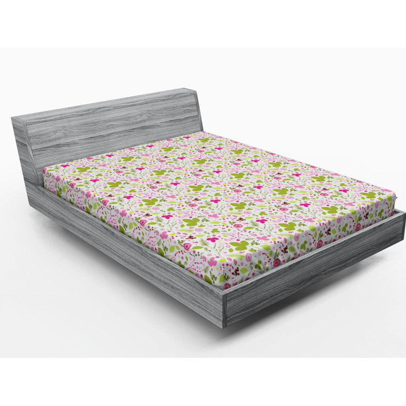 Microfiber Floral Fitted Sheet, Full Fitted Sheet
