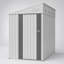 Remise de rangement durable en métal de 4 pi x 7 pi avec porte verrouillable, assemblage facile et conception imperméable pour une utilisation extérieure