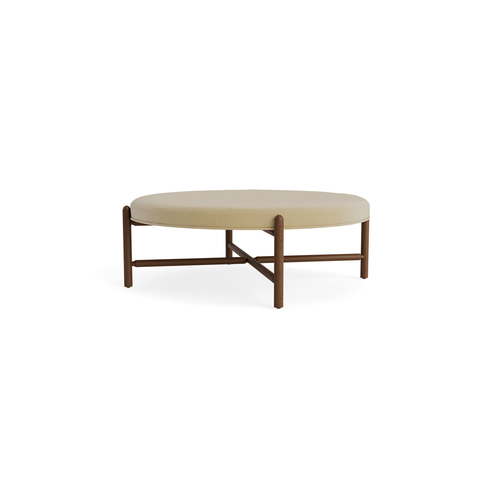 Vane 48" Round Ottoman, Walnut, Khaki