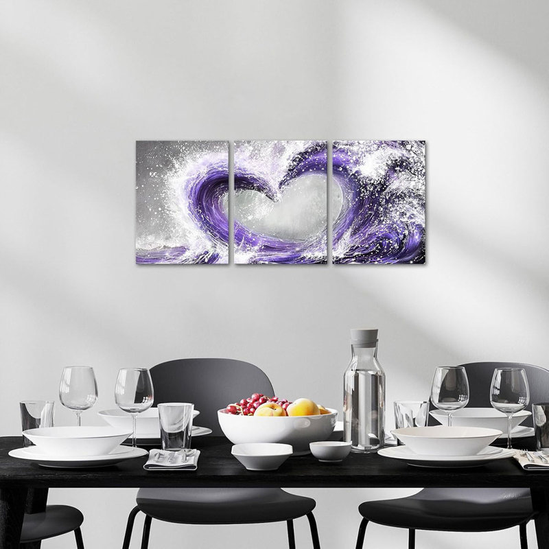 3 Piece Wrapped Canvas Print, Purple