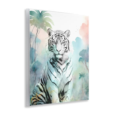 Plaque murale tigre blanc dans la jungle, design par Kim Allen