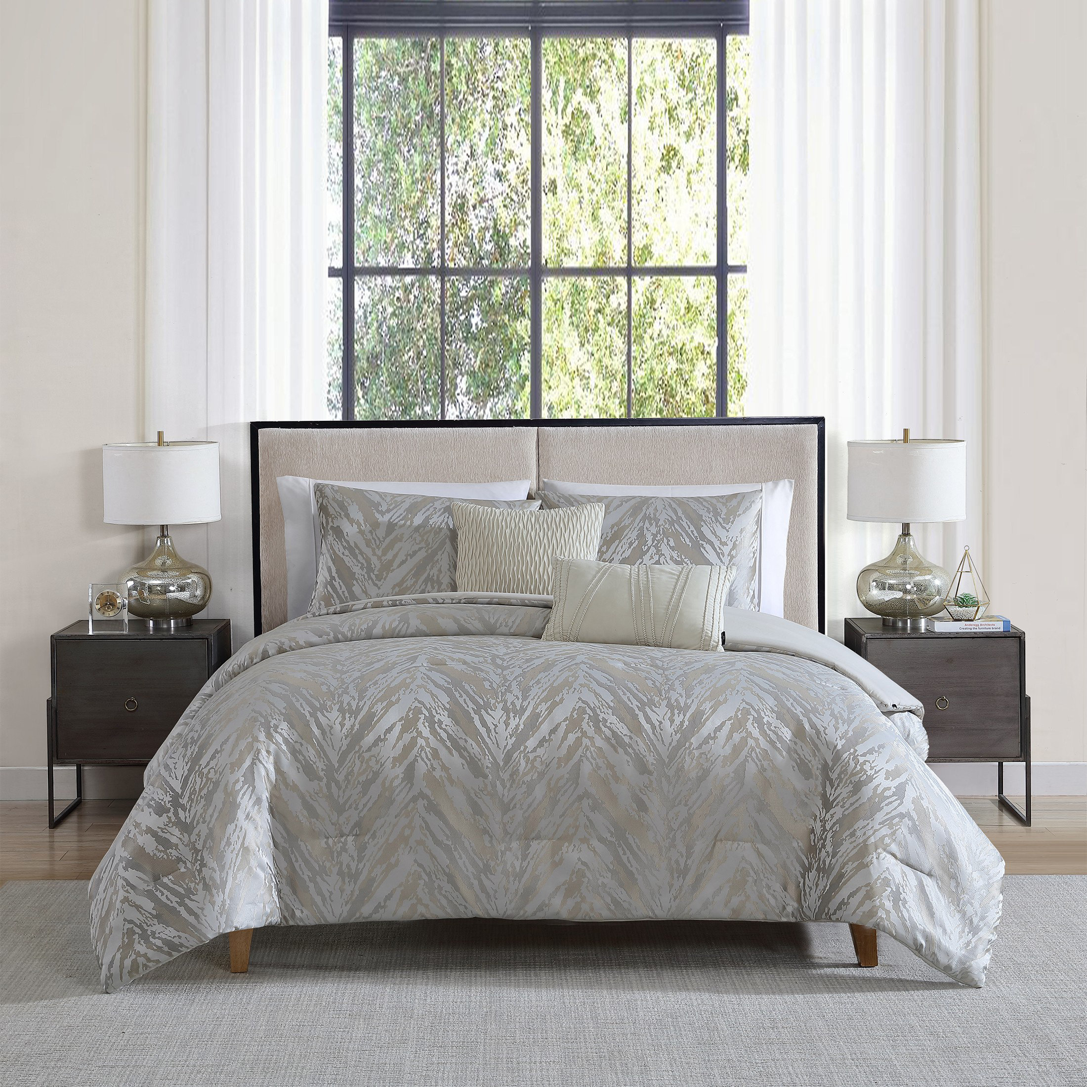 Tahari Home Halston 5Piece Jacquard Comforter Set Wayfair