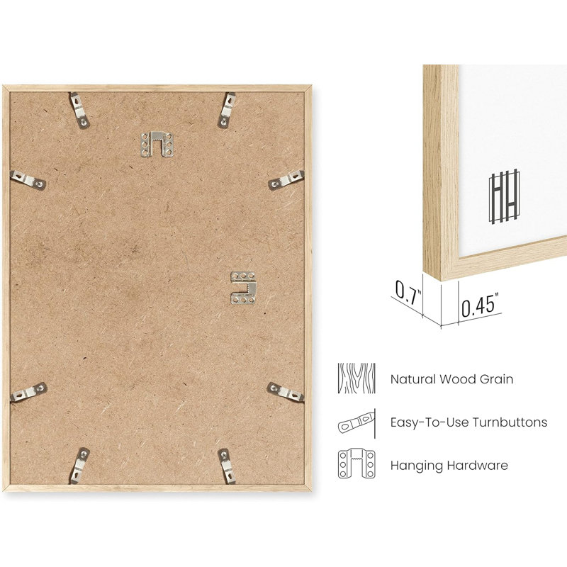 Set of 9 Beige Oak Wood 8x10 Picture Frames
